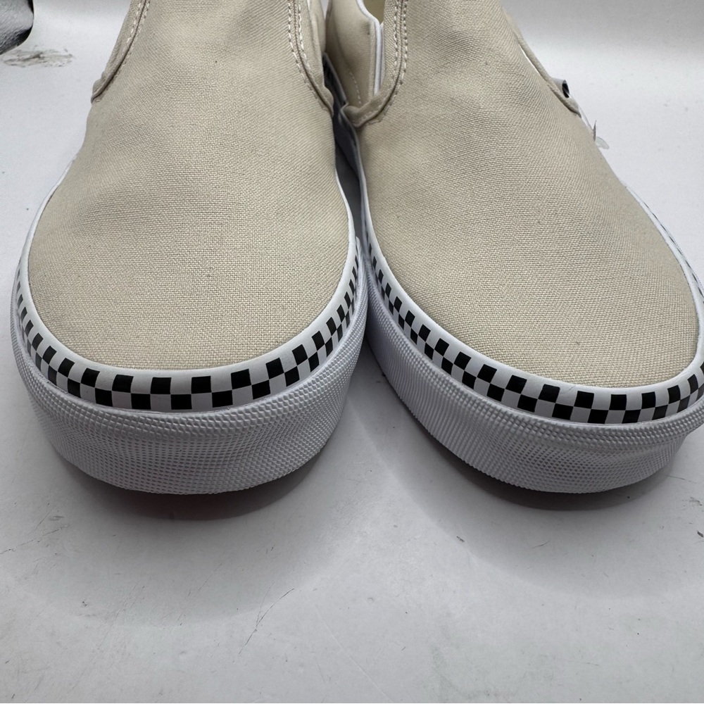 Vans NWOT beige classic slip ons with checker detail 6.5 - Picture 9 of 12